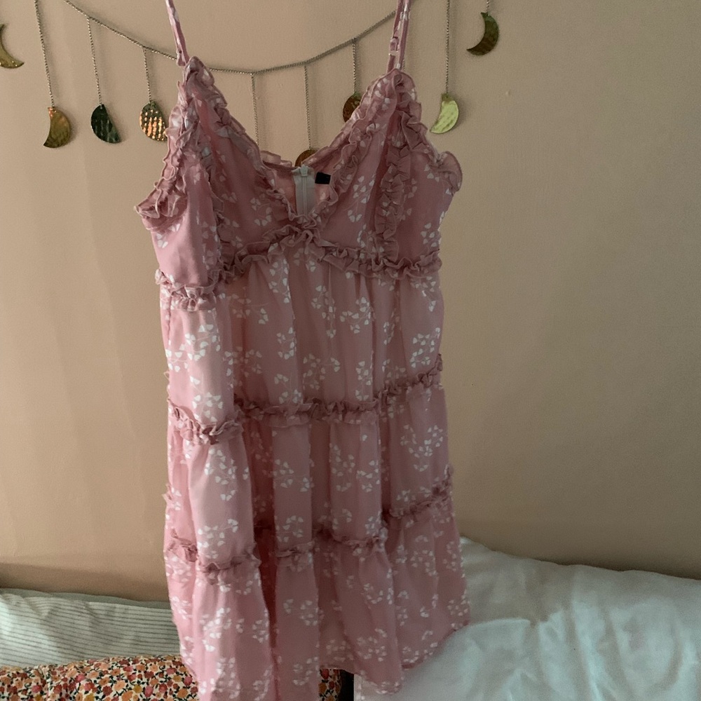 Pink floral mini dress